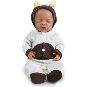 🆕16inch Full Platinum Silicone Baby Doll Reborn Eyes Closed Lifelike Baby Girl